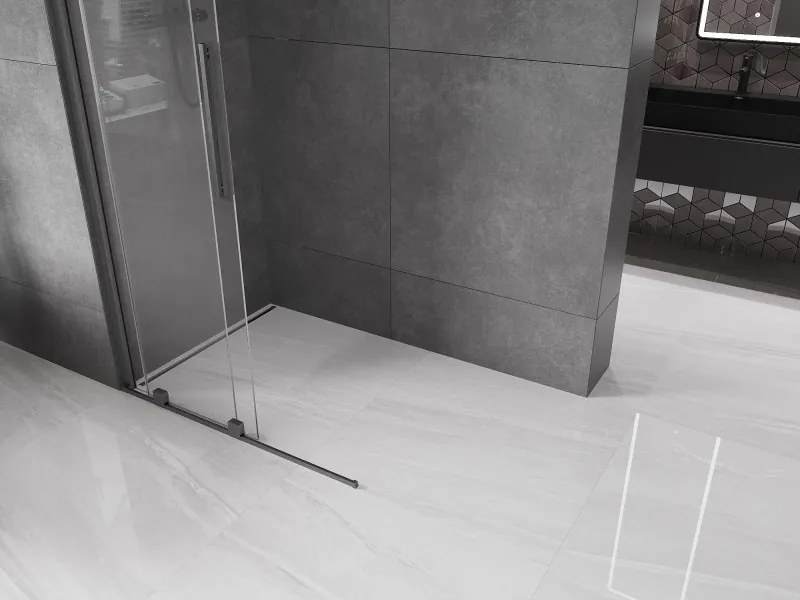 Mexen Velar, posuvné dvere do otvoru typ Walk-In 75 cm, 8mm číre sklo, grafitová matná, 871-075-000-03-66