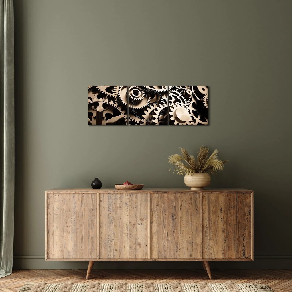 Obraz - Hodinové súčiastky (s hodinami) (90x30 cm)