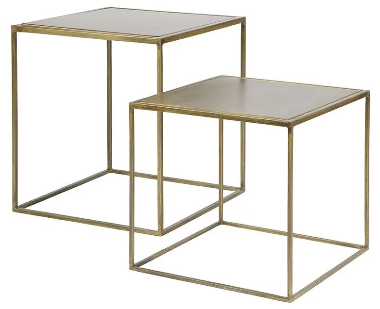 Kovový stolík Metallic sada 2 ks 45 × 40 × 40,35 × 36 × 36 cm