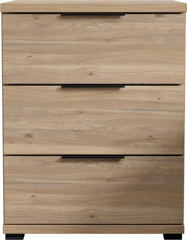 Nočný stolík s 3 zásuvkami Smilla, výška 61 cm, dub mauvella