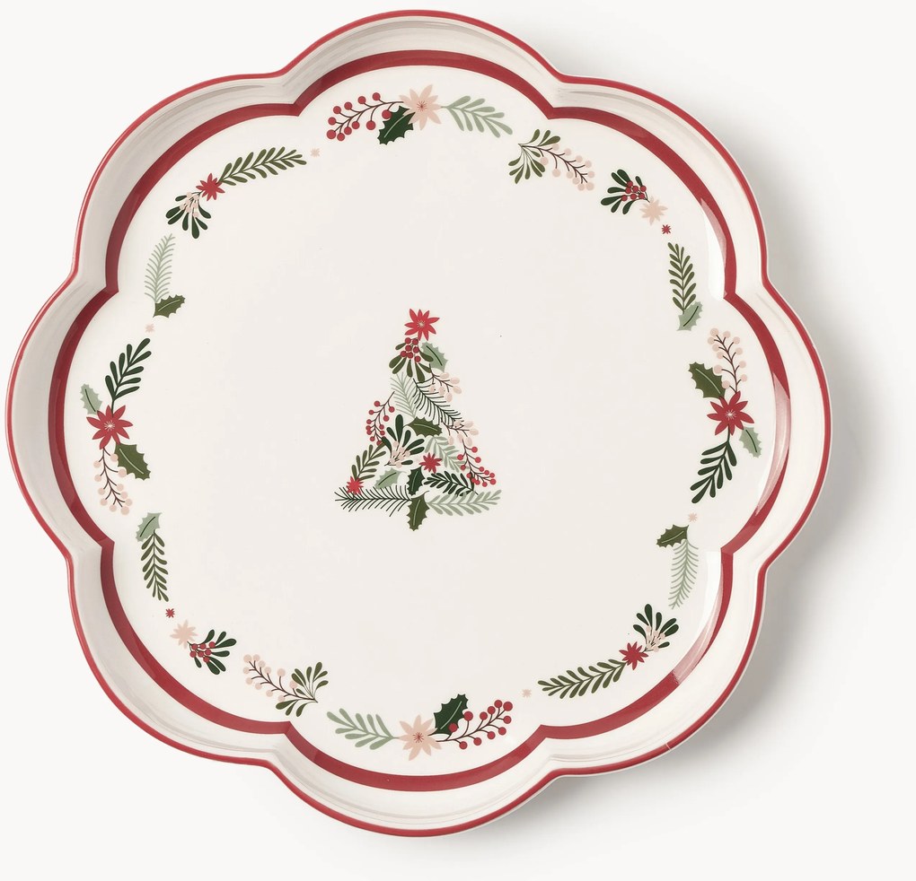 Porcelánové vianočné plytké taniere Eve, 4 ks