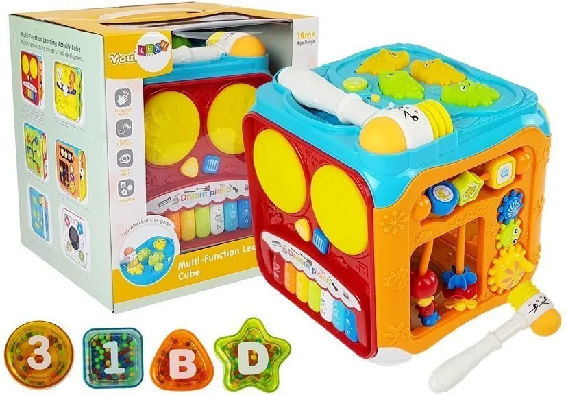 LEAN Toys Vzdelávacia kocka – triedič pre bábätká so zvukom a svetlom