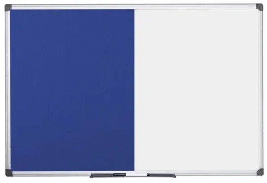 Bi-Office Popisovacia magnetická tabuľa a textilná nástenka, biela/modrá, 900 x 600 mm
