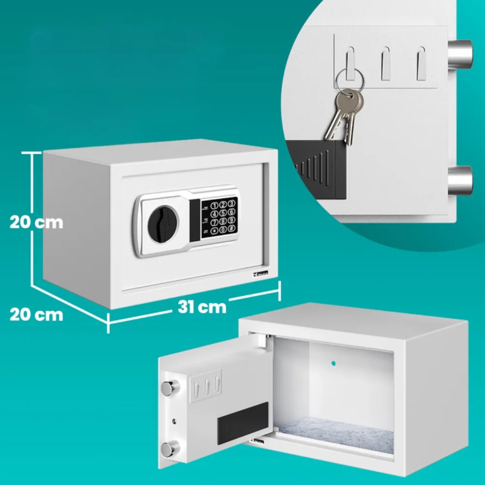 Elektrický nábytkový trezor SAFETY, 31 x 20 x 20cm, strieborná Deuba