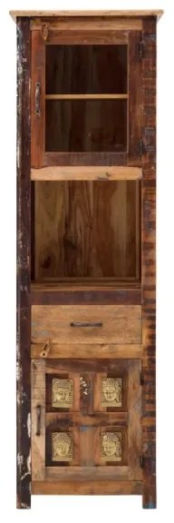 furniture-nabytek.cz - Masívna vysoká kúpeľňová skrinka Sumana z recyklovaného dreva, lakovaná, hnedá – 50×40×180 cm