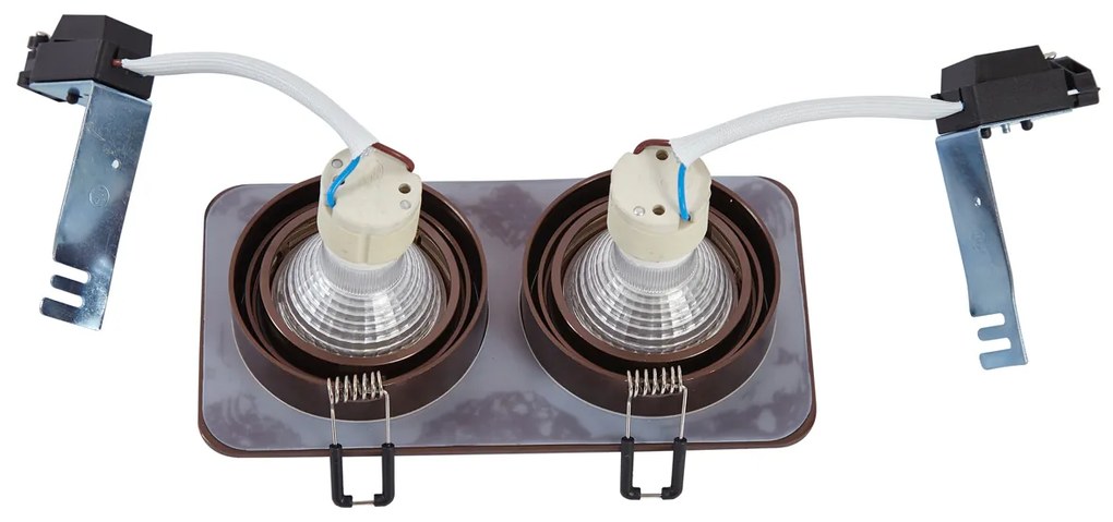 Sada 6 zaoblených zapustených bodových svetiel tmavý bronz GU10 50 mm otočné a naklápacie IP44 2-svetlá - Alberto