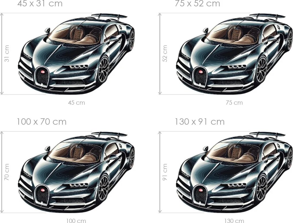 Buggati Veyron textilní prelepiteľná nálepka na stenu list 45 x 31 cm