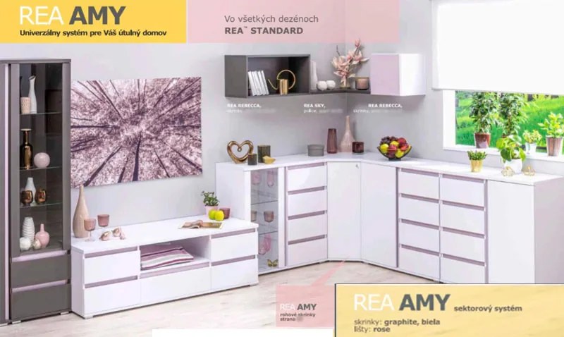 Drevona, komoda REA AMY 4, Biela