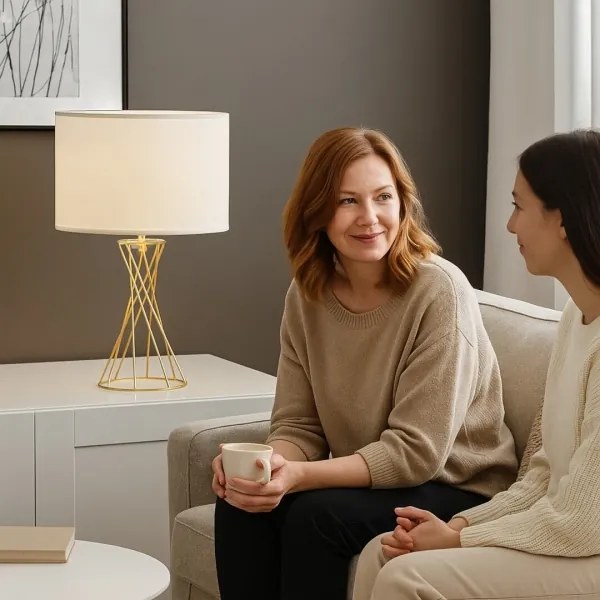 Rabalux 74081 - Stolová lampa NIVRA 1xE27/40W/230V zlatá/biela