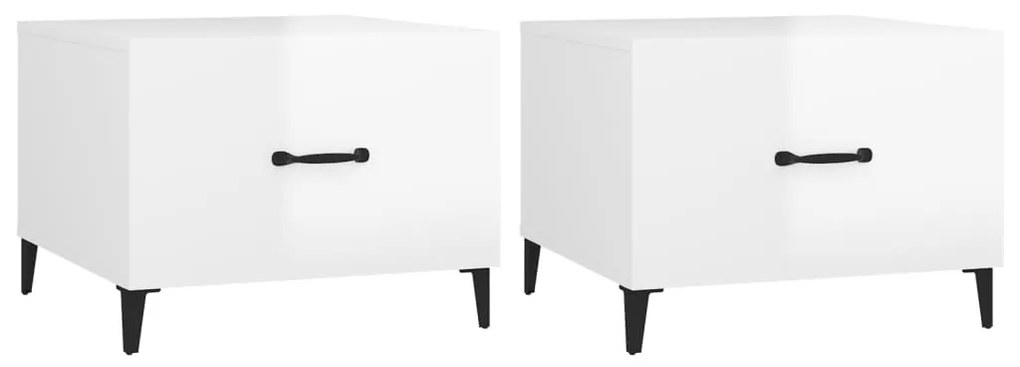 vidaXL Konferenčné stolíky 2 ks kovové nohy lesklé biele 50x50x40 cm