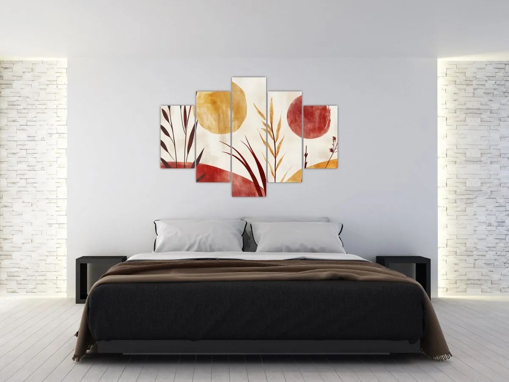 Obraz - Rastliny a kruhy (150x105 cm)