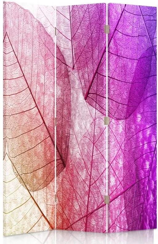 CARO Paraván - Pink Leaves | trojdielny | jednostranný 110x180 cm