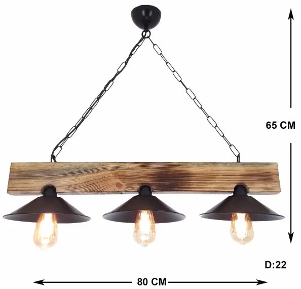Luster na lankách HEPSI 3xE27/40W/230V smrek/orech