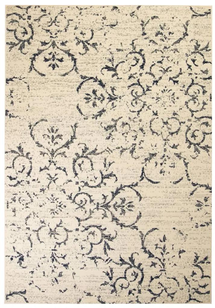 vidaXL Moderný koberec, kvetinový dizajn, 140x200 cm, béžovo-modrý