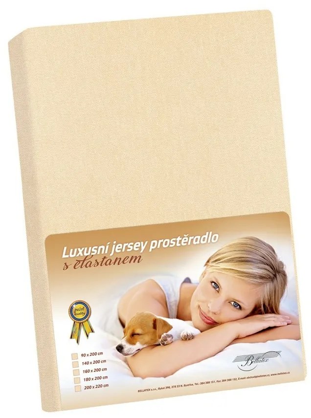 Bellatex Jersey prestieradlo s elastanom béžová, 200 x 220 cm