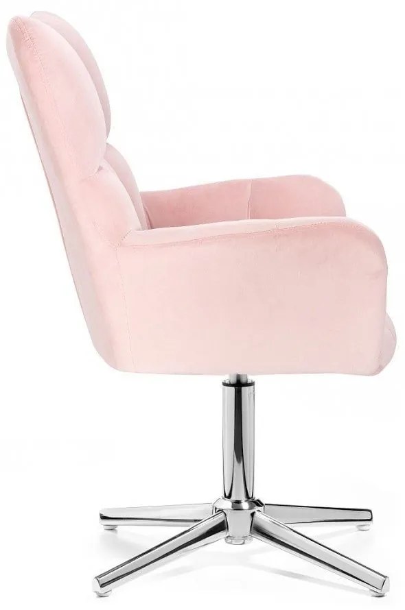 LuxuryForm DESIGN Otočné kreslo AURORA VELUR na striebornom kríži - svetlo ružové