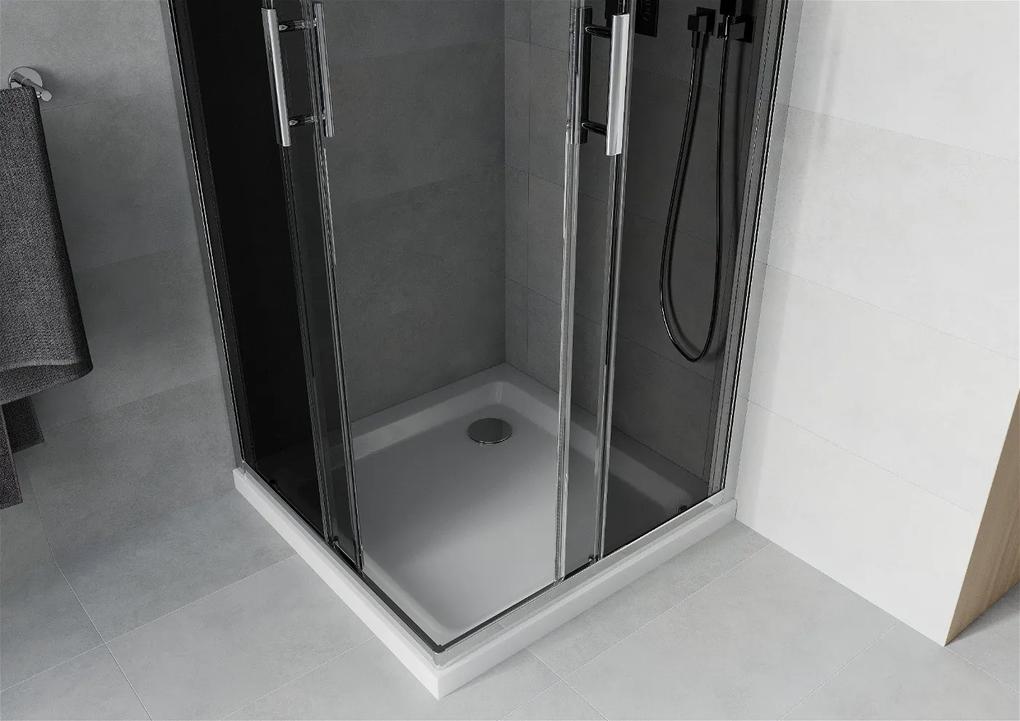 Mexen Rio štvorcový sprchovací kút 80 x 80 cm, 5mm sklo, šedé sklo, chrómový profil + slim sprchová vanička 5cm, 860-080-080-01-40-4010