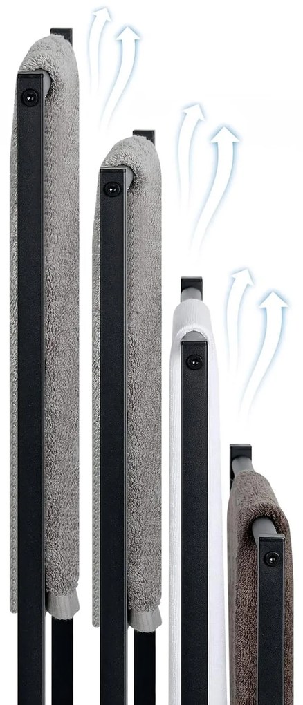 Věšák na ručníky se 4 rameny TORMES černý