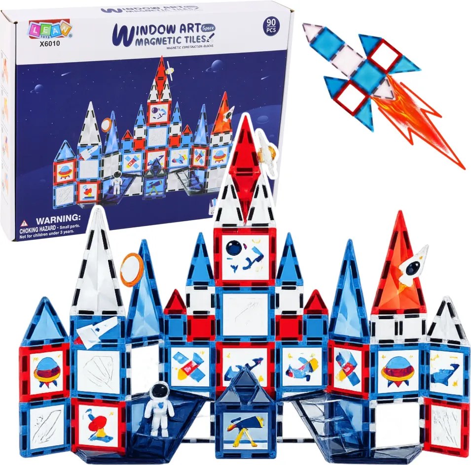 LEAN Toys Vesmírne okno Magnetické stavebné bloky 90 el.