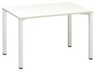 Konferenčný stôl Alfa 420 s bielym podnožím, 120 x 80 x 74,2 cm, rovné vyhotovenie, dezén biely