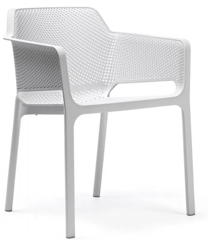 NET záhradná stolička s podrúčkami bianco