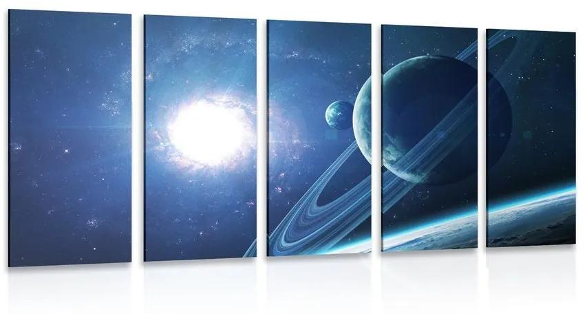 5-dielny obraz planéta vo vesmíre - 100x50