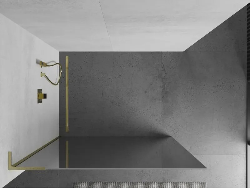 Mexen Kioto L, sprchová zástena Walk-In 110 x 200 cm, 8mm sklo vzor zrkadlo, zlatý matný profil, 800-110-103-55-50