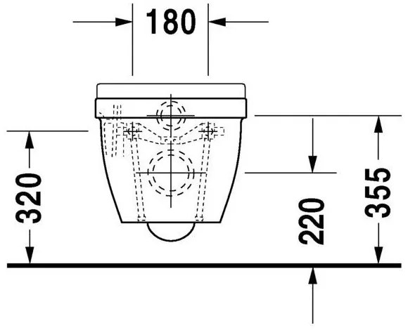 DURAVIT Starck 3 závesné WC Compact s hlbokým splachovaním, 360 mm x 485 mm, s povrchom WonderGliss, 22270900001