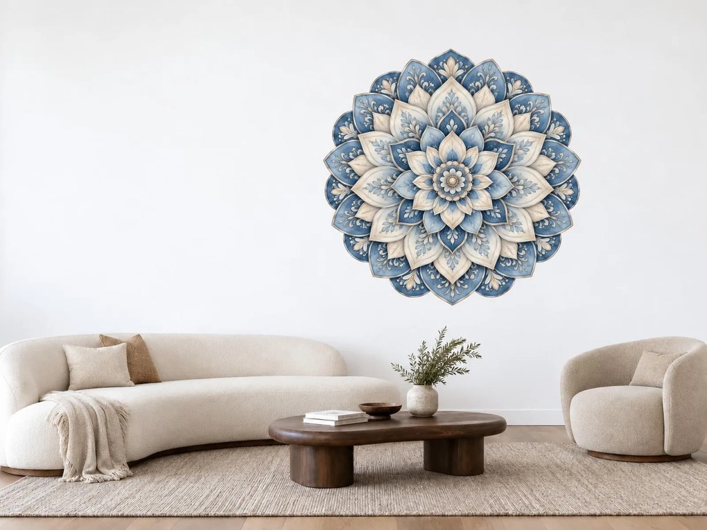Modrá mandala arch 46 x 46 cm