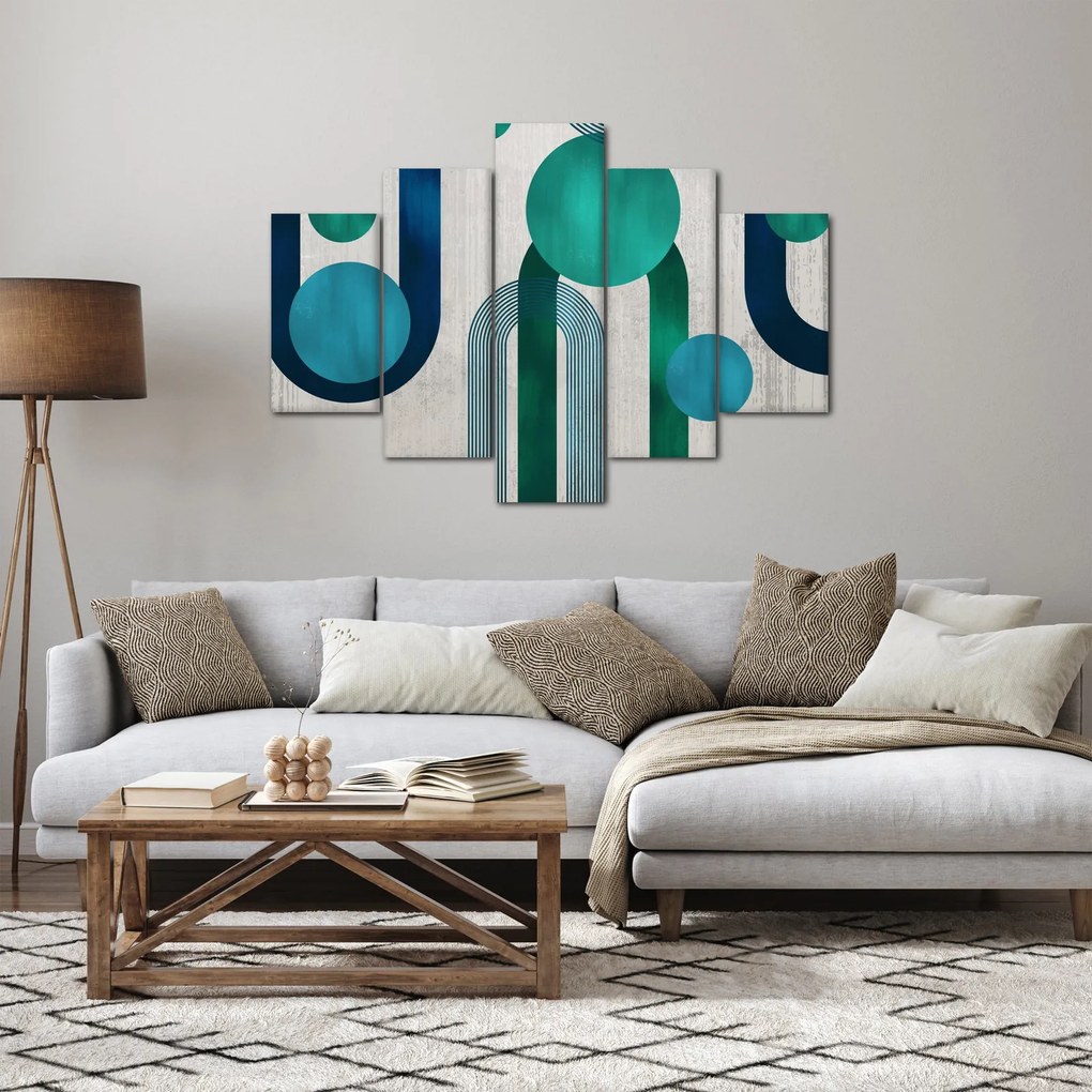 Obraz - Čiary a kruhové tvary (150x105 cm)
