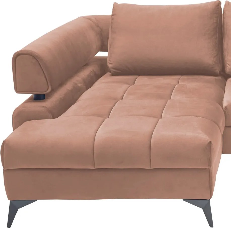 Rohová sedacia súprava Paris, lososová látka, ľavý roh