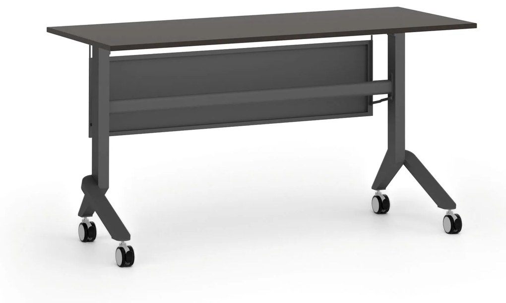 Mobilný stôl PRIMO MOVE, 1400 x 600 mm, čierna podnož, wenge