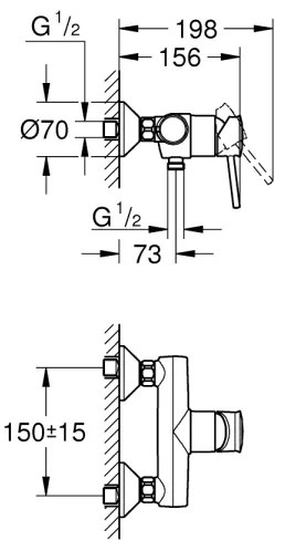 GROHE 23786000 - Sprchová batéria START CLASSIC 150 mm, lesklý chróm