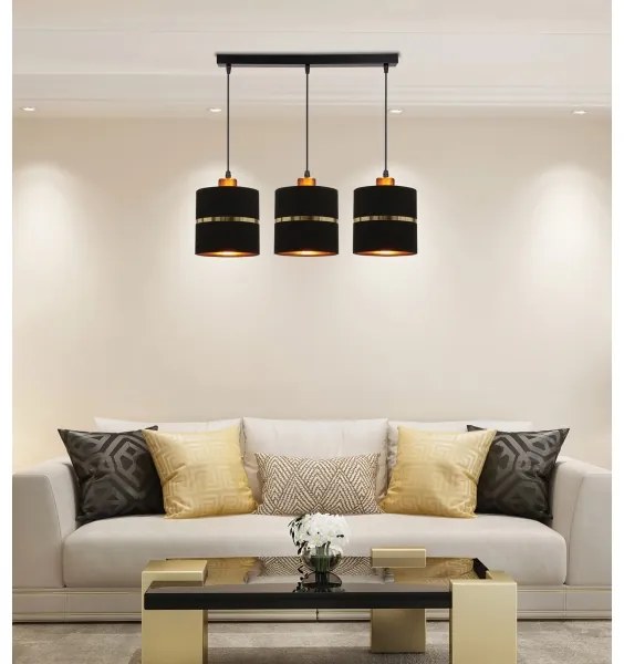 Luster na lanku ASSAM 3xE27/60W/230V čierna