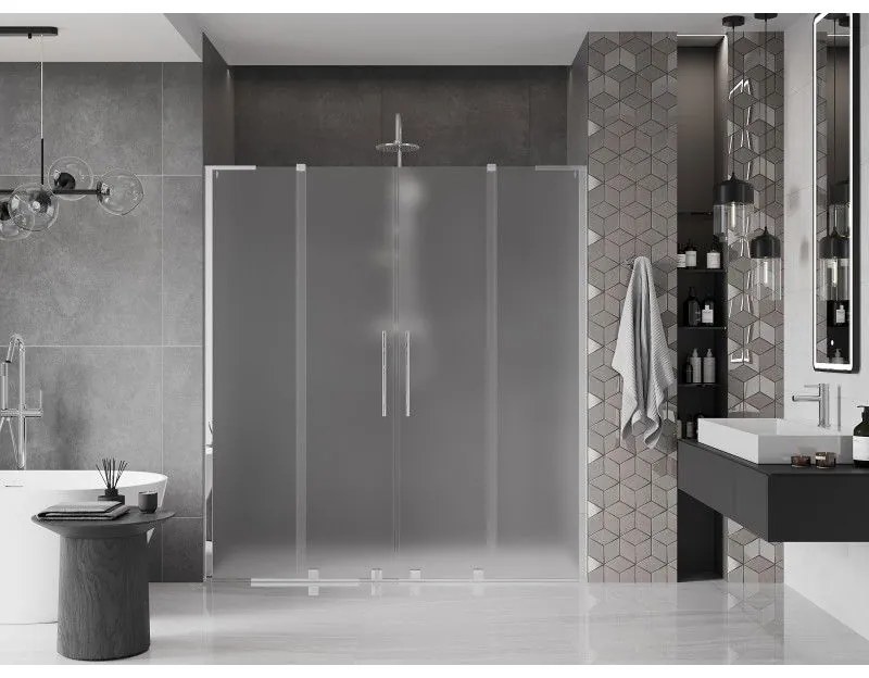 Mexen Velar L Duo, posuvné sprchové dvere do otvoru 180 cm, 8mm sklo námraza, chrómová, 871-180-003-32-01