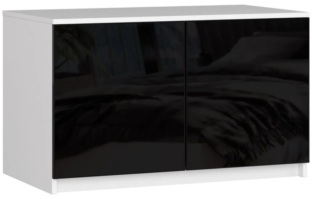 Nástavec na skriňu Star 90 cm biely/čierny lesk