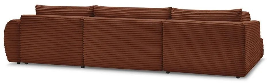 Menčestrová rozkladacia rohová pohovka v tehlovej farbe (pravý roh/do "U") Lucien – Bobochic Paris