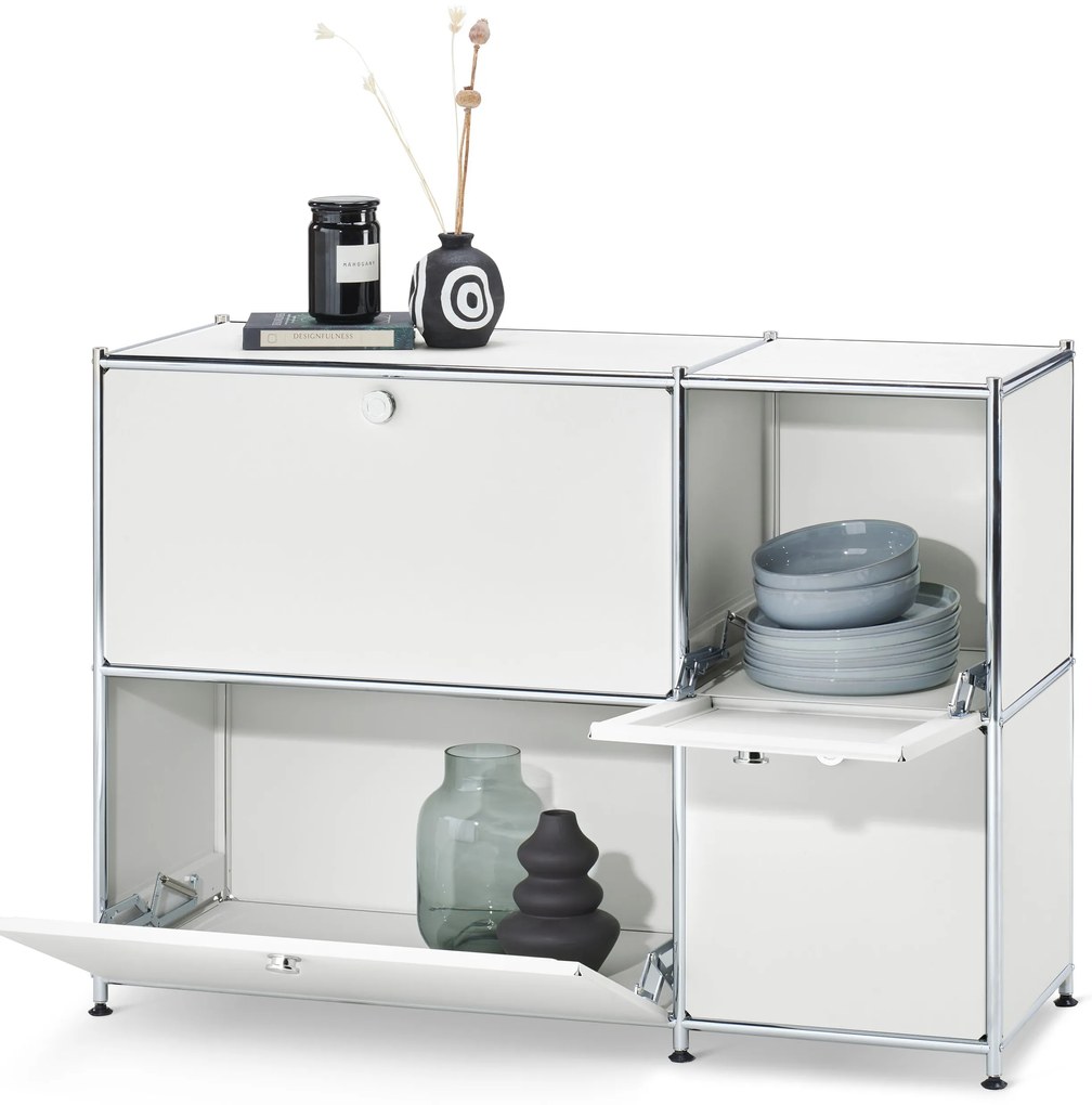 Odkladacia skrinka »CN3« so 4 výklopnými dvierkami, biela