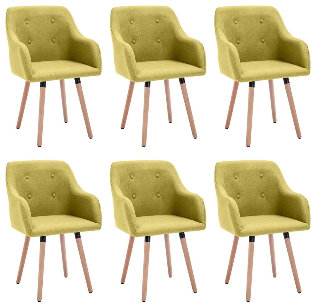 vidaXL Jedálenské stoličky 6 ks, zelené, látka