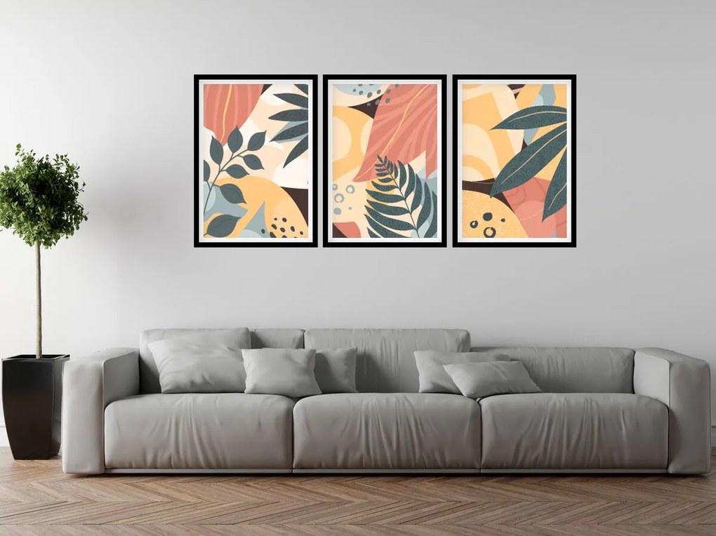 Gario Sada plagátov 4 ročné obdobia - 3 dielna Farba rámu: Rustikálna, Veľkosť: 135 x 63 cm