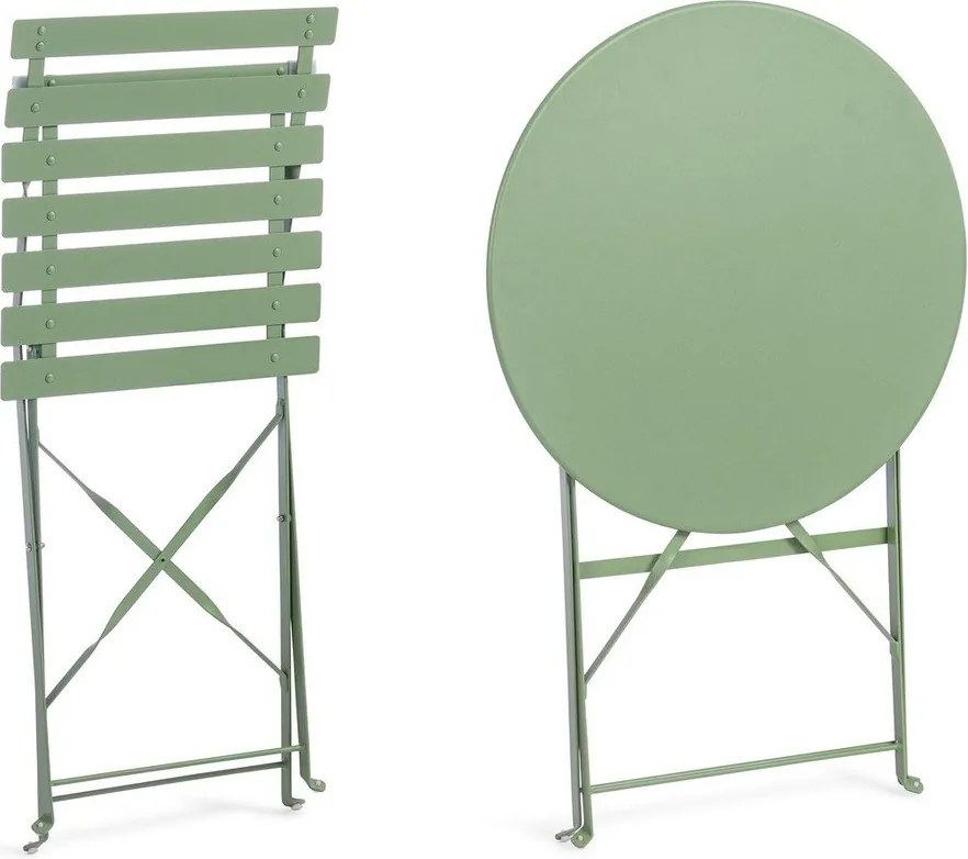 Šalviovozelená oceľová záhradná jedálenská súprava pre 2 Austin – Bizzotto