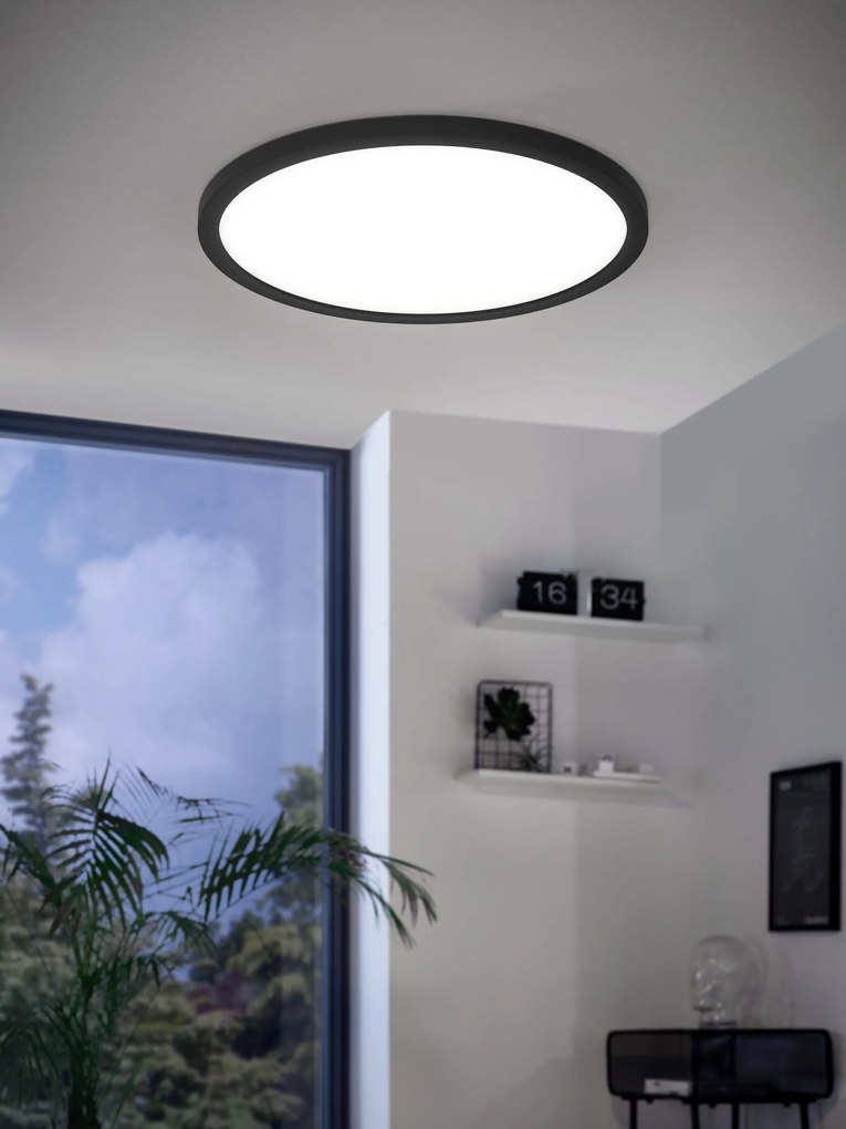 EGLO LED múdre prisadené osvetlenie ROVITO-Z, 14,6 W, teplá biela-studená biela, RGB, čierne, 30cm, okrúh