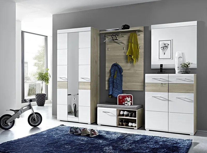 Skriňa Funny, dub strieborný/biela