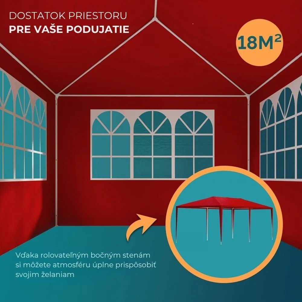 Párty stan NEAPOL, 3x6m, červená Jurhan