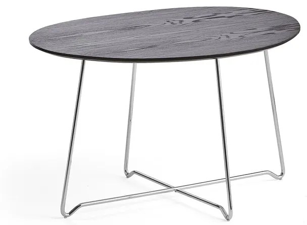 Kaviarenský stôl IRIS, asymetrický, chróm, čierny dub