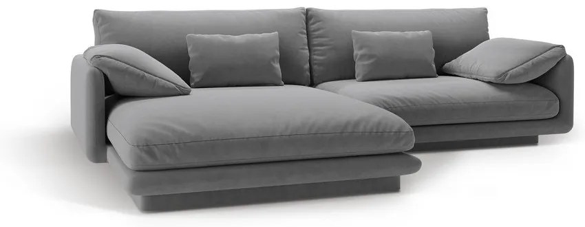 Svetlosivá zamatová rohová pohovka (ľavý roh/s leňoškou) Torino – Micadoni