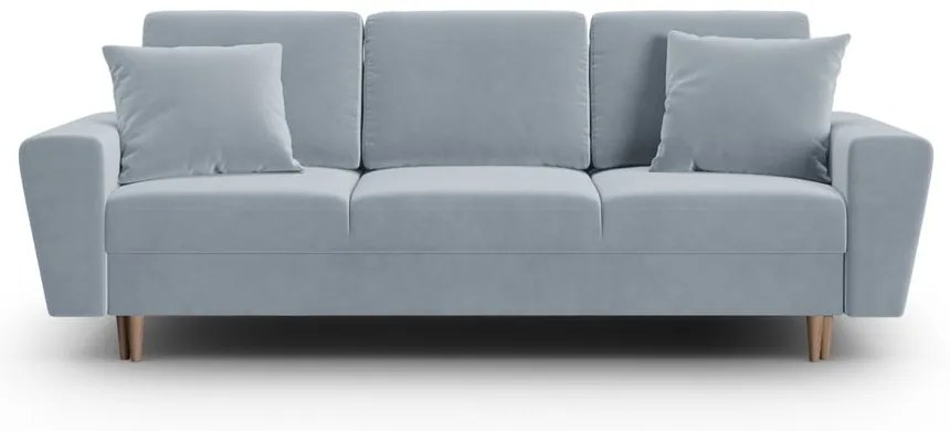 Svetlomodrá zamatová rozkladacia/s úložným priestorom pohovka 235 cm Kyoto – Cosmopolitan Design