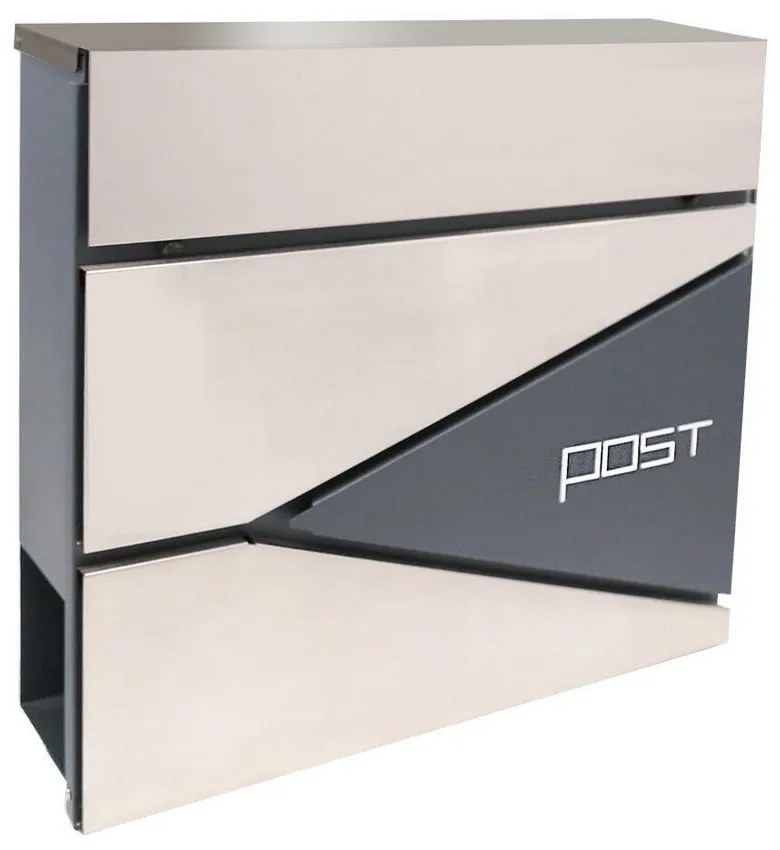 Poštová schránka 371 x 362 x 105 mm, Zn + nehrdz. oceľ s otvorom na noviny