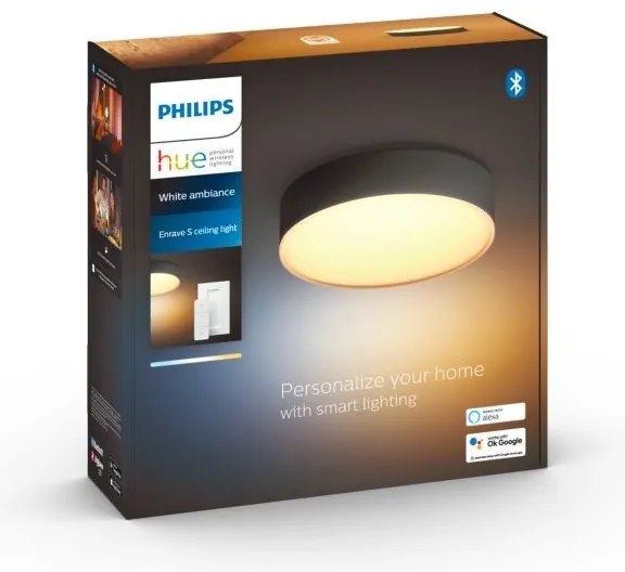 Philips -LED stmievateľné svietidlo Hue ENRAVE S LED/9,6W/230V pr. 261 mm čierne + diaľkové ovládanie