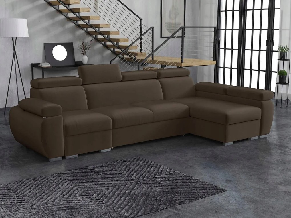 Rohová sedačka Gozo Lcp (hnedá) (s úl. priestorom) (p)